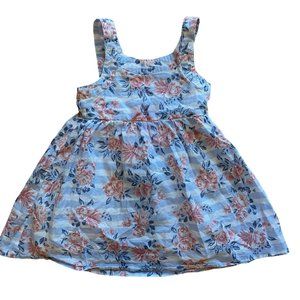 Rachel Zoe Striped Floral Print Sleeveless Toddler Cottagecore Girly Sundress-2T